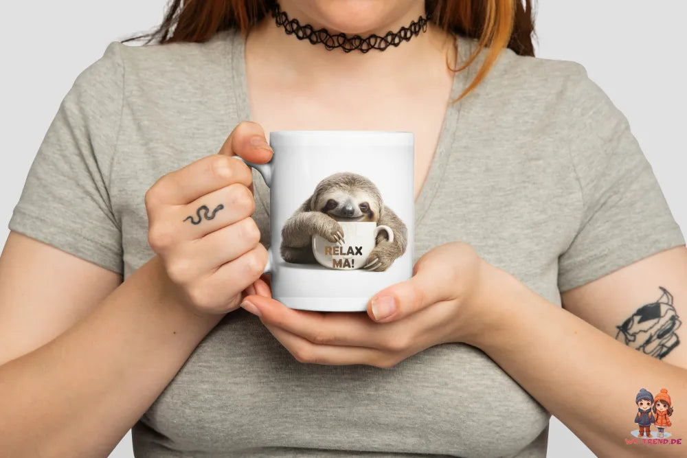 Faultier Stressfreie Kaffeetasse Teetasse Tasse Geschenkidee Geschenk 330 ml - WS-Trend.de