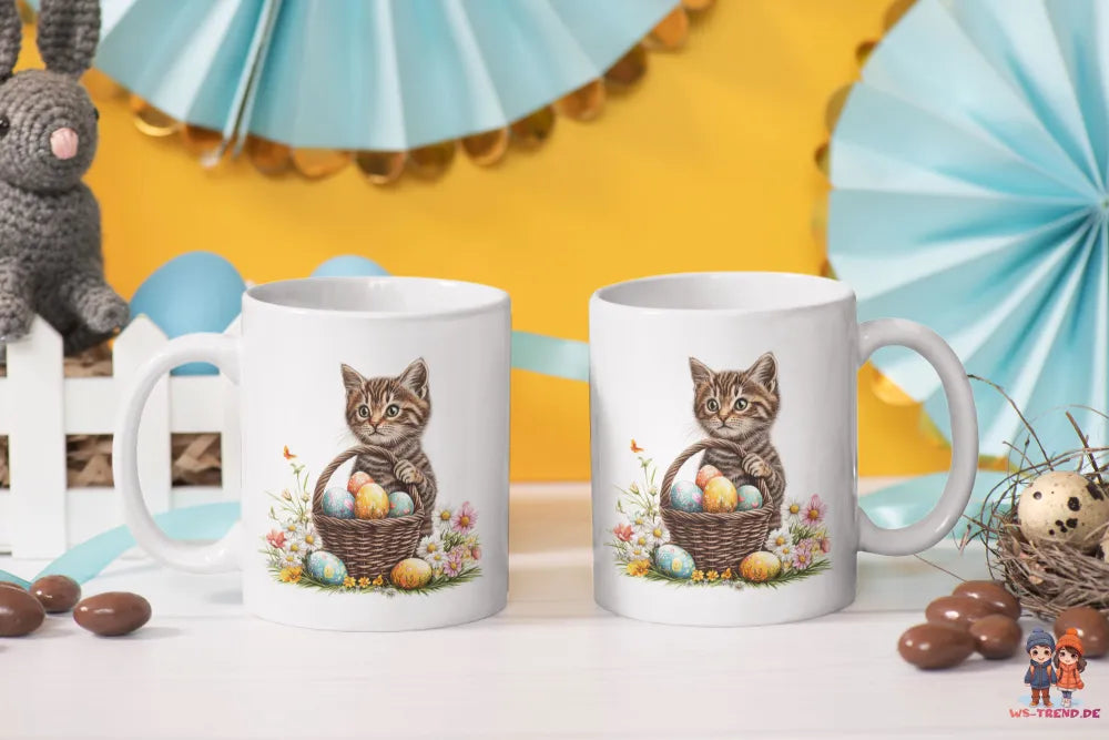 Ostern Katze Ostereier Kaffeetasse Teetasse Tasse Geschenkidee 325 ml - WS-Trend.de