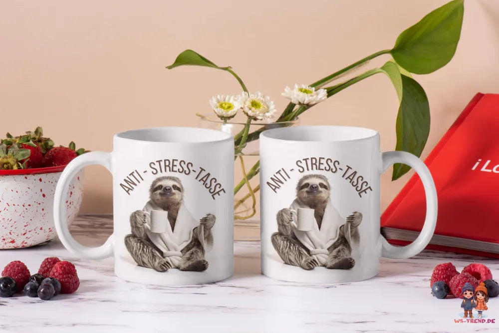 Anti Stress Faultier Kaffeetasse Teetasse Tasse Geschenkidee 325 ml - WS-Trend.de