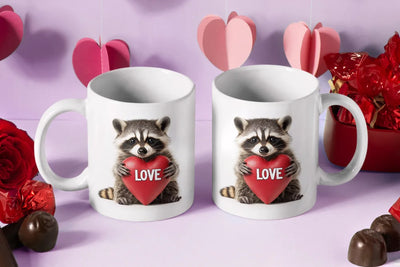 Liebe Love Waschbär Valentinstag Kaffeetasse Teetasse Tasse Geschenkidee 325 ml - Ansicht 2