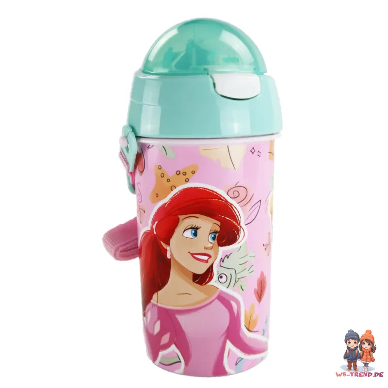 Disney Prinzessin Trinkflasche Flasche mit Trinkhalm Gurt 500 ml - WS-Trend.de Wasserflasche