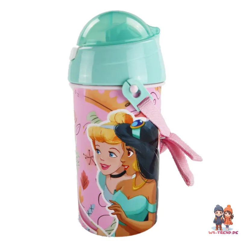 Disney Prinzessin Trinkflasche Flasche mit Trinkhalm Gurt 500 ml - WS-Trend.de Wasserflasche
