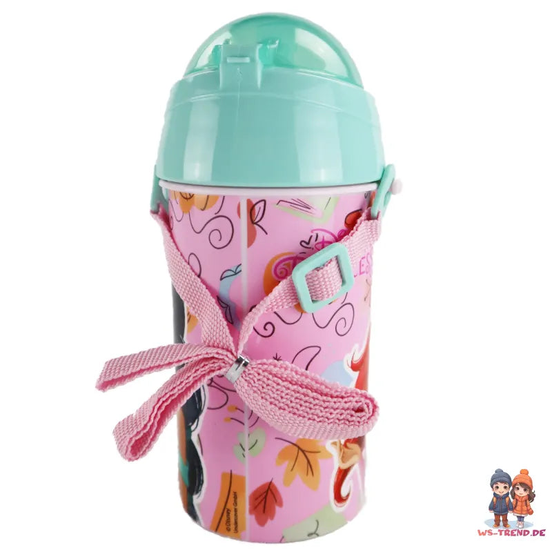 Disney Prinzessin Trinkflasche Flasche mit Trinkhalm Gurt 500 ml - WS-Trend.de Wasserflasche