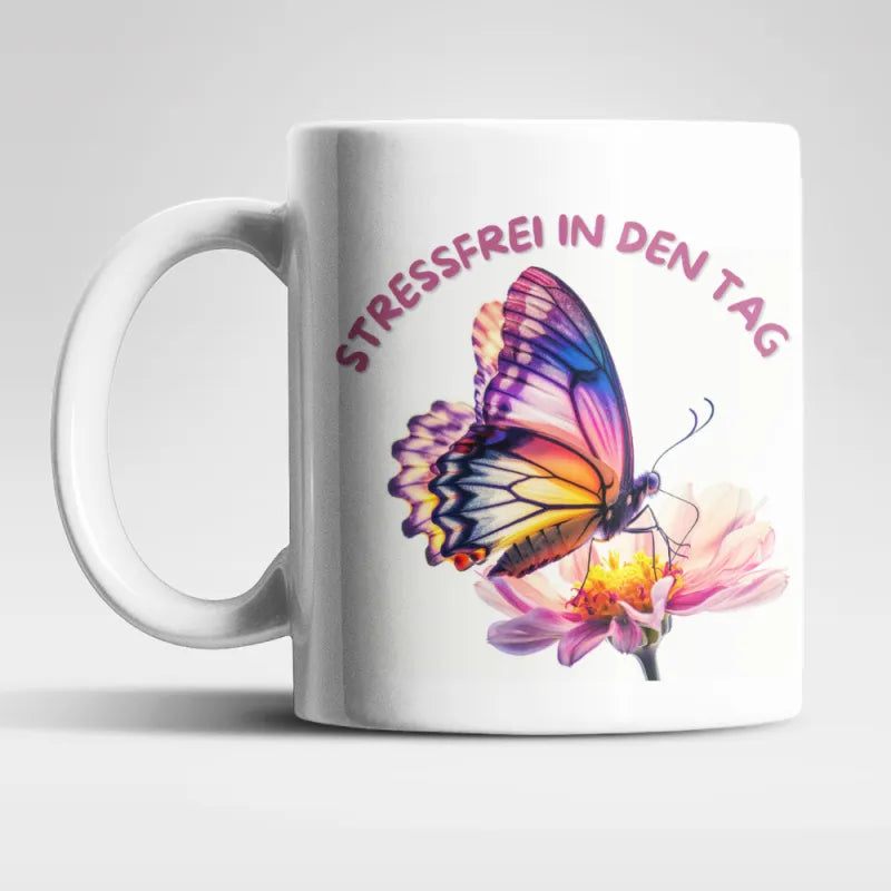 Stressfrei Schmetterling Butterfly Kaffeetasse Teetasse Tasse Geschenkidee WS Trend.de
