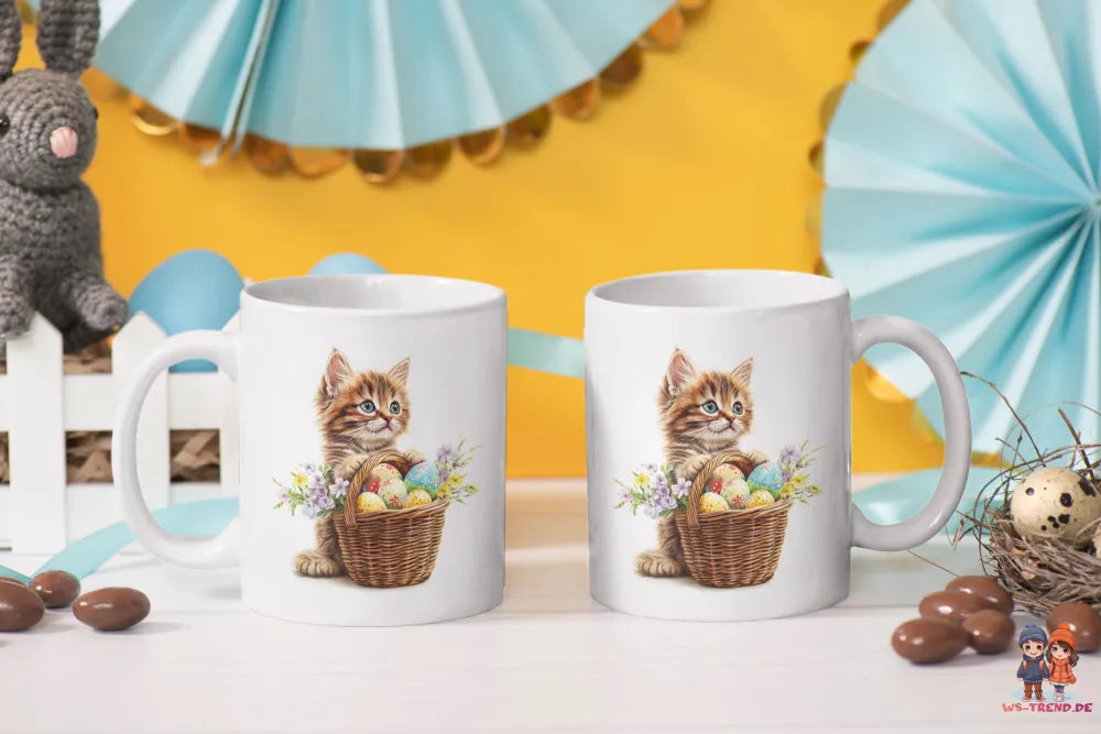 Ostern Katze Ostereier Kaffeetasse Teetasse Tasse Geschenkidee 325 ml - WS-Trend.de