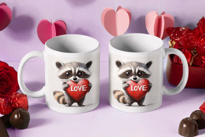 Liebe Love Waschbär Valentinstag Kaffeetasse Teetasse Tasse Geschenkidee 325 ml - Ansicht 2