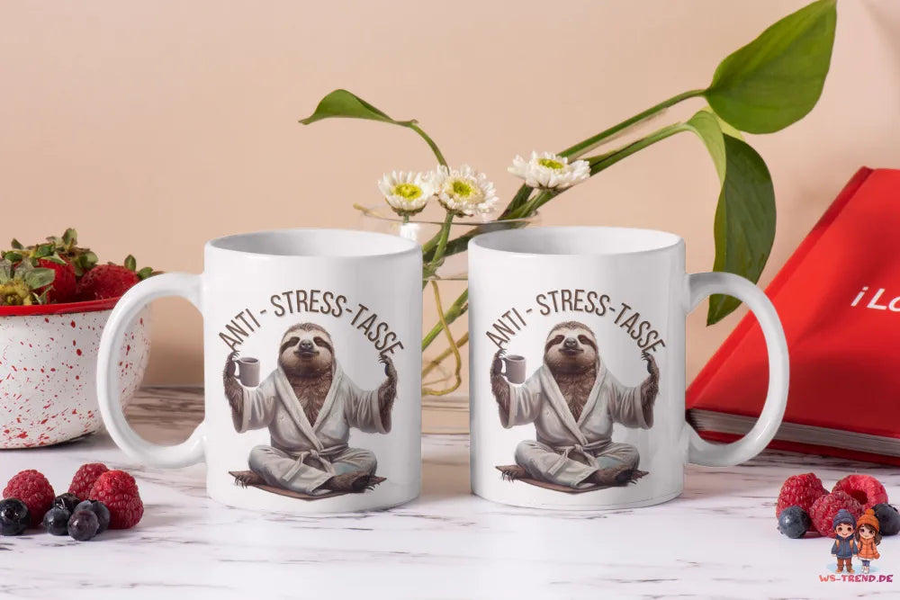 Anti Stress Faultier Kaffeetasse Teetasse Tasse Geschenkidee 325 ml - WS-Trend.de
