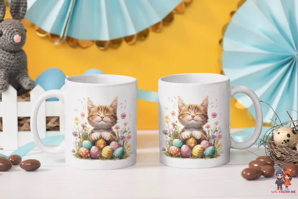 Ostern Katze Ostereier Kaffeetasse Teetasse Tasse Geschenkidee 325 ml - WS-Trend.de