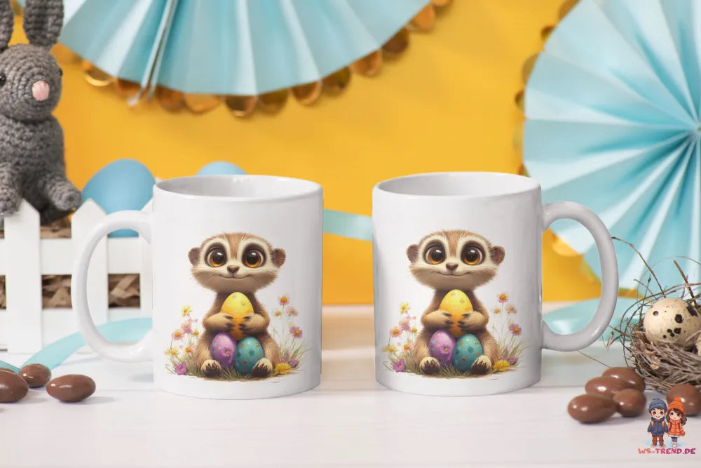 Ostern Erdmännchen Ostereier Kaffeetasse Teetasse Tasse Geschenkidee 325 ml - WS-Trend.de