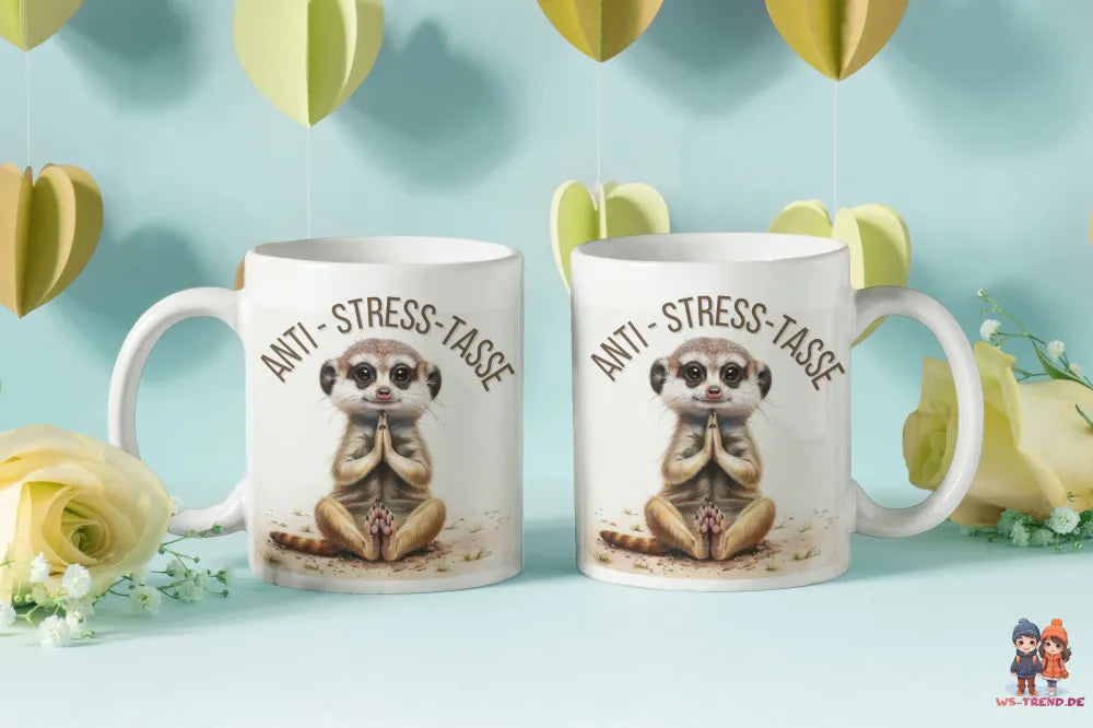 Anti Stress Baby Erdmännchen Kaffeetasse Teetasse Tasse Geschenkidee 325 ml - WS-Trend.de