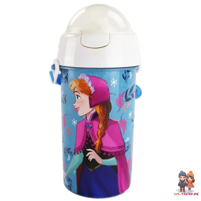 Disney Die Eiskönigin Anna Elsa Flasche mit Trinkhalm Gurt 500 ml - WS-Trend.de Wasserflasche