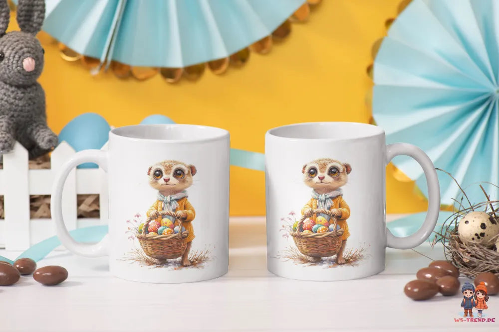 Ostern Erdmännchen Ostereier Kaffeetasse Teetasse Tasse Geschenkidee 325 ml - WS-Trend.de