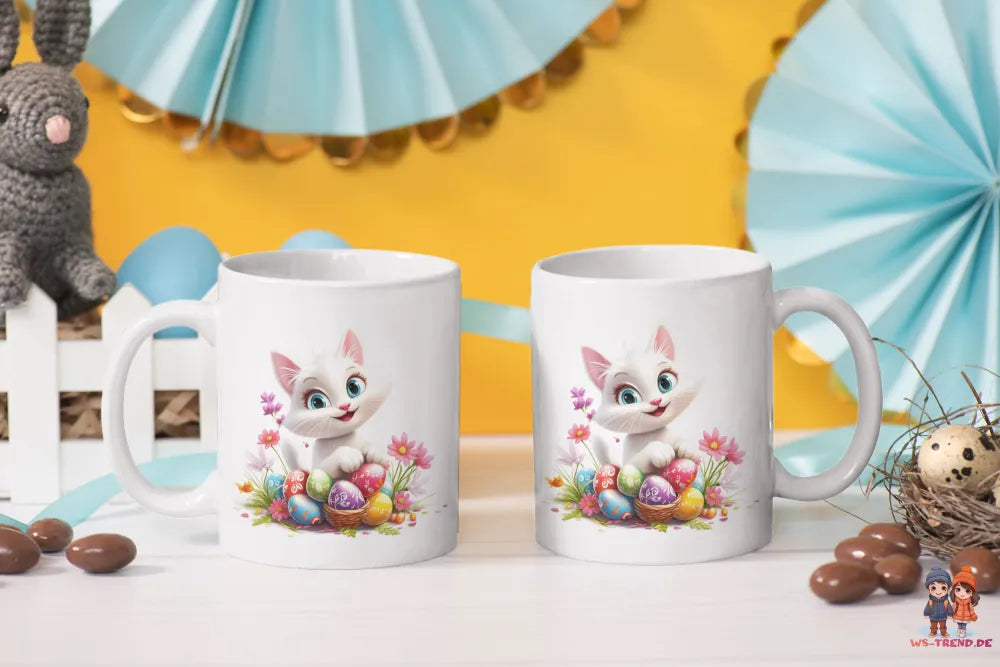 Ostern Katze Ostereier Kaffeetasse Teetasse Tasse Geschenkidee 325 ml - WS-Trend.de