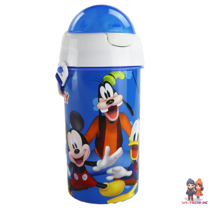 Disney Mickey Maus und Freunde Wasserflasche Flasche mit Trinkhalm Gurt 500 ml - WS-Trend.de