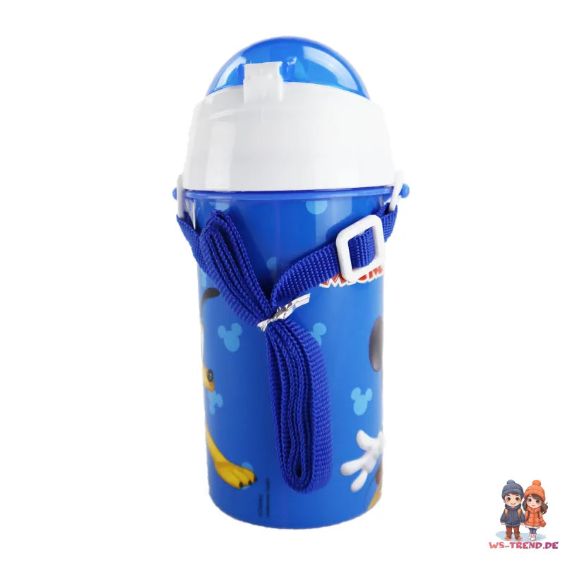 Disney Mickey Maus und Freunde Wasserflasche Flasche mit Trinkhalm Gurt 500 ml - WS-Trend.de