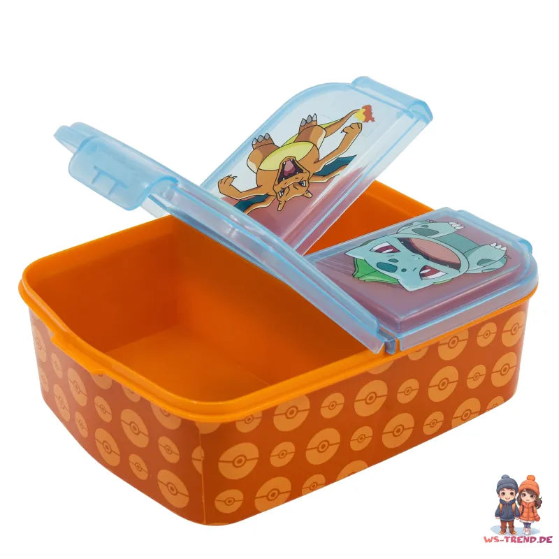 Pokemon Kinder 4 tlg. Set 3 Kammern Brotdose Gabel Löffel Alu-Flasche - WS-Trend.de
