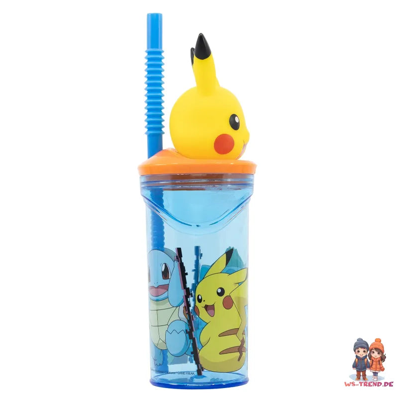 Pokemon Pikachu 3D Deckel Kinder Trinkbecher Becher mit integriertem Halm - WS-Trend.de