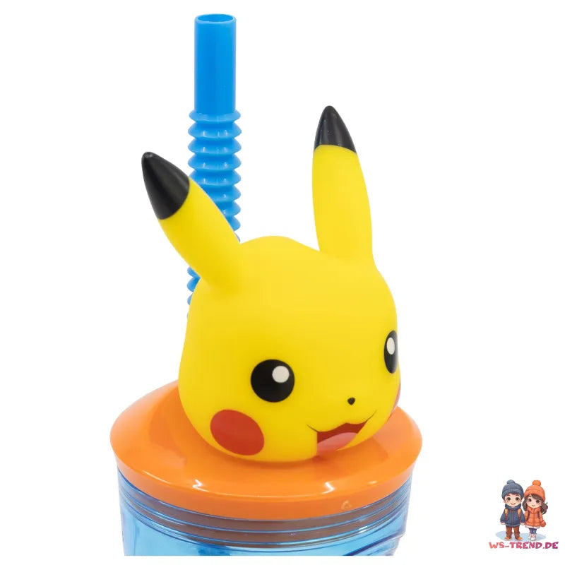 Pokemon Pikachu 3D Deckel Kinder Trinkbecher Becher mit integriertem Halm - WS-Trend.de