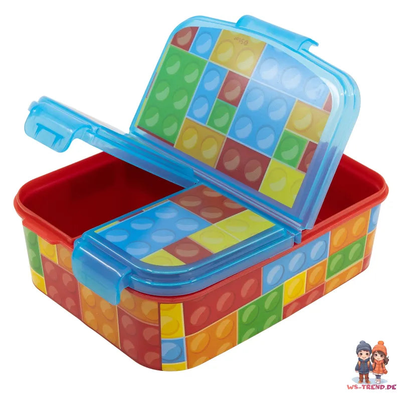 Klemmbausteine Kinder 2 teiliges Set Brotdose mit 3 Kammern plus Becher - WS-Trend.de