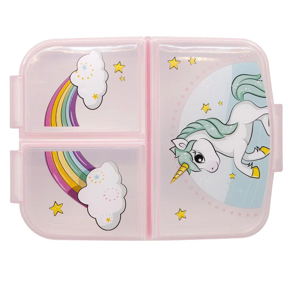 Einhorn Unicorn 2 tlg. Lunch Set Brotdose mit 3 Kammern Trinkflasche 400 ml - WS-Trend.de