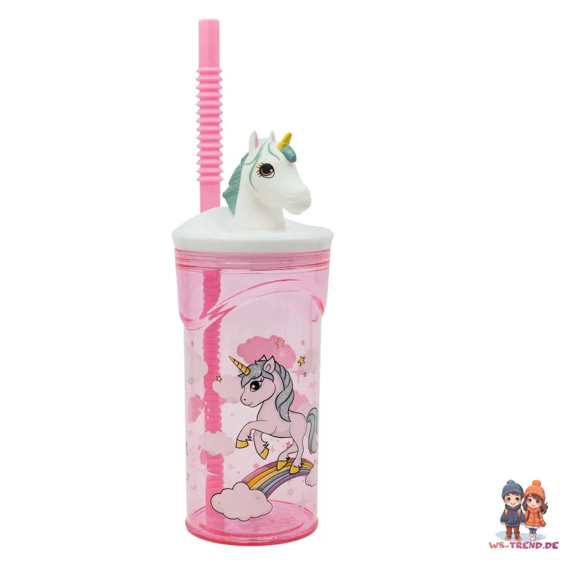 Kleines Einhorn Unicorn 3D Kopf Wasserflasche Trinkflasche Flasche 360 ml - WS-Trend.de