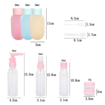 Kulturbeutel Reiseflaschen 10-tlg Set, Schampooflasche Dosen Sprühflasche - Ansicht 2