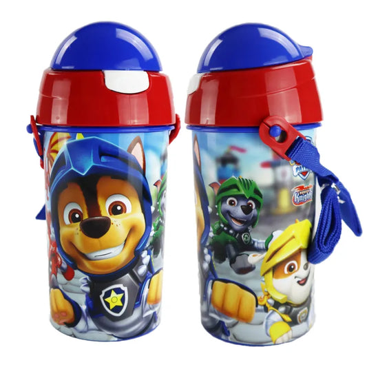 Paw Patrol Kinder Wasserflasche Flasche mit Trinkhalm Gurt 500 ml WS Trend.de Chase Rubble