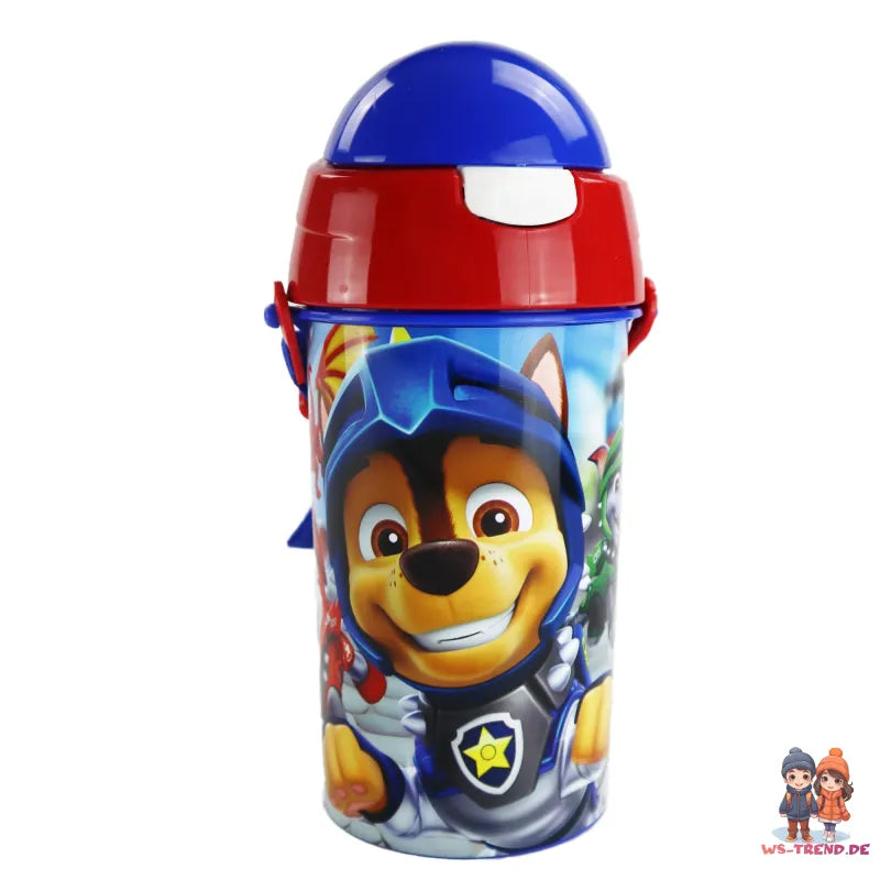 Paw Patrol Kinder Wasserflasche Flasche mit Trinkhalm Gurt 500 ml WS Trend.de Chase Rubble