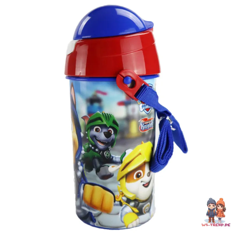 Paw Patrol Kinder Wasserflasche Flasche mit Trinkhalm Gurt 500 ml WS Trend.de Chase Rubble