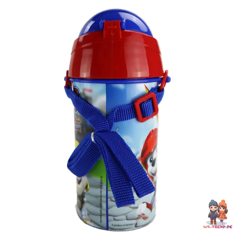 Paw Patrol Kinder Wasserflasche Flasche mit Trinkhalm Gurt 500 ml WS Trend.de Chase Rubble