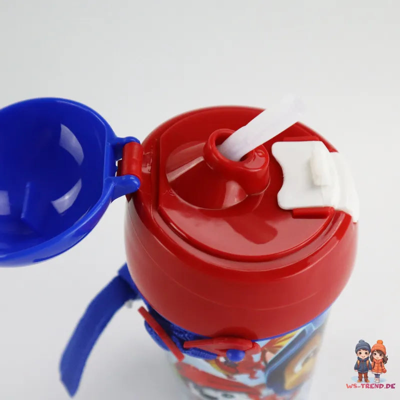 Paw Patrol Kinder Wasserflasche Flasche mit Trinkhalm Gurt 500 ml WS Trend.de Chase Rubble
