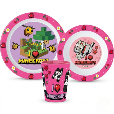 Minecraft Creeper Kinder Geschirr-Set 3 teilig Becher Teller Schüssel - WS-Trend.de