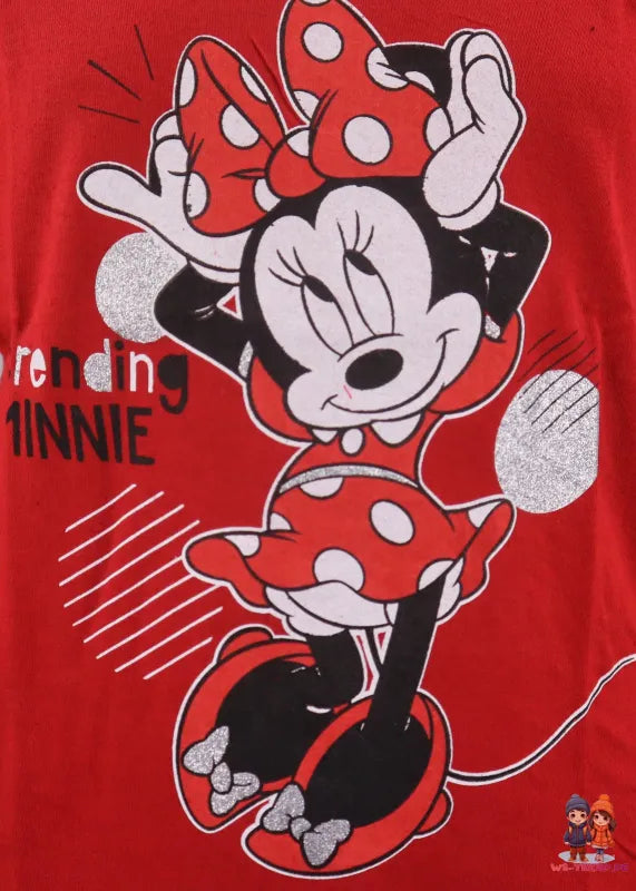 Disney Minnie Maus Kinder langarm T-Shirt - WS-Trend.de Shirt Mädchen 104 - 134 Baumwolle Rot Schwarz