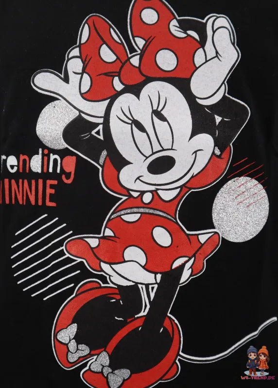 Disney Minnie Maus Kinder langarm T-Shirt - WS-Trend.de Shirt Mädchen 104 - 134 Baumwolle Rot Schwarz
