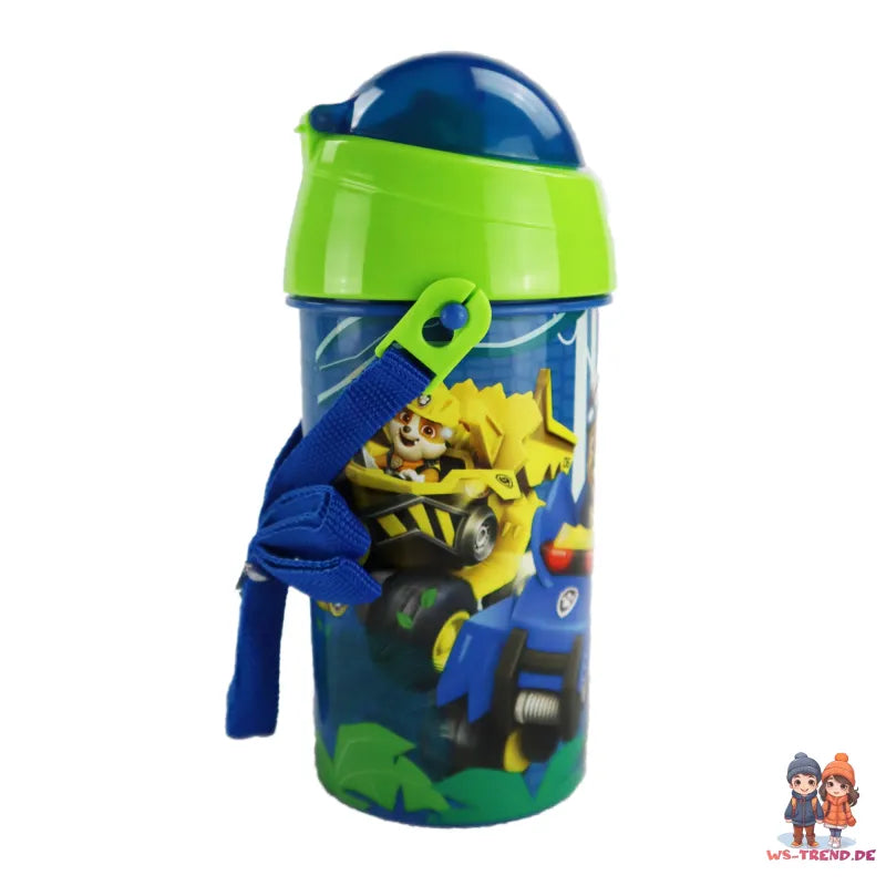 Paw Patrol Kinder Wasserflasche Flasche mit Trinkhalm Gurt 500 ml - WS-Trend.de Chase Rubble