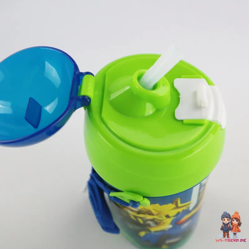 Paw Patrol Kinder Wasserflasche Flasche mit Trinkhalm Gurt 500 ml - WS-Trend.de Chase Rubble