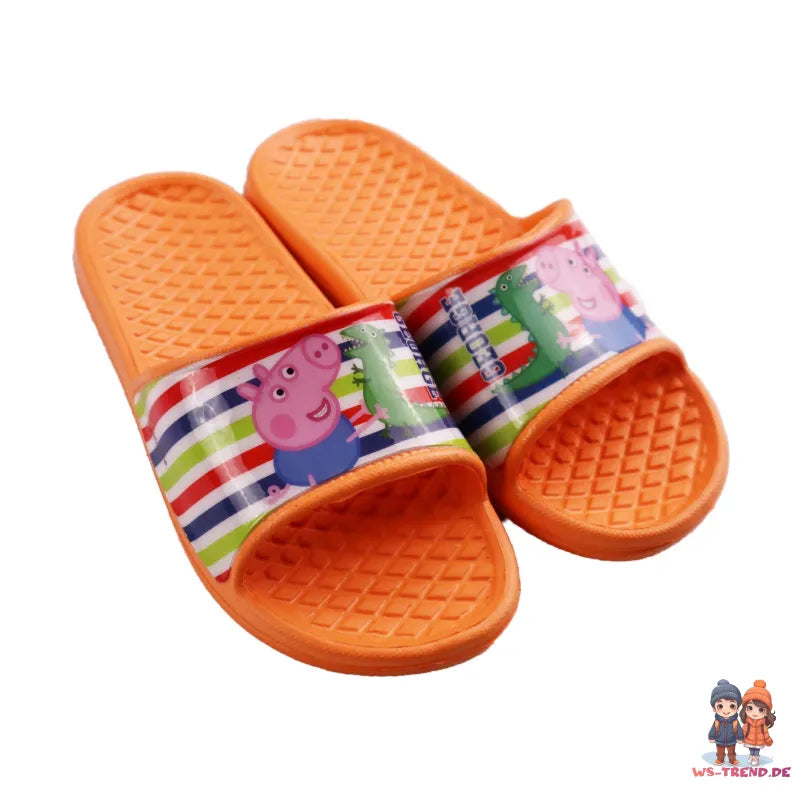 Peppa Wutz George Saurier Kinder Sandalen Latschen - WS-Trend.de Jungen - Badeschuhe 23-30 Orange