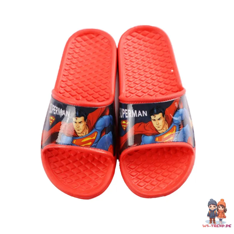 DC Comics Superman Kinder Badelatschen Sandalen - WS-Trend.de 3D Optik Schuhe Rot