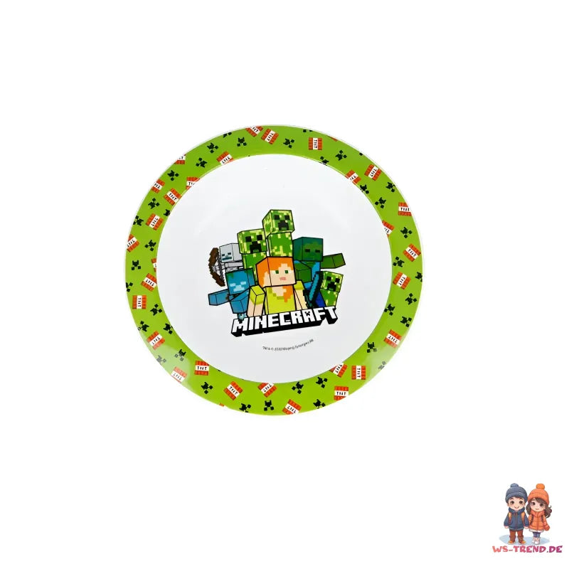 Minecraft Creeper Kinder Geschirr Set Teller Schüssel Becher - WS-Trend.de Geschirr-Set 3 teilig Alex Steve