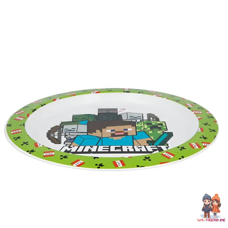 Minecraft Creeper Kinder Geschirr Set Teller Schüssel Becher - WS-Trend.de Geschirr-Set 3 teilig Alex Steve