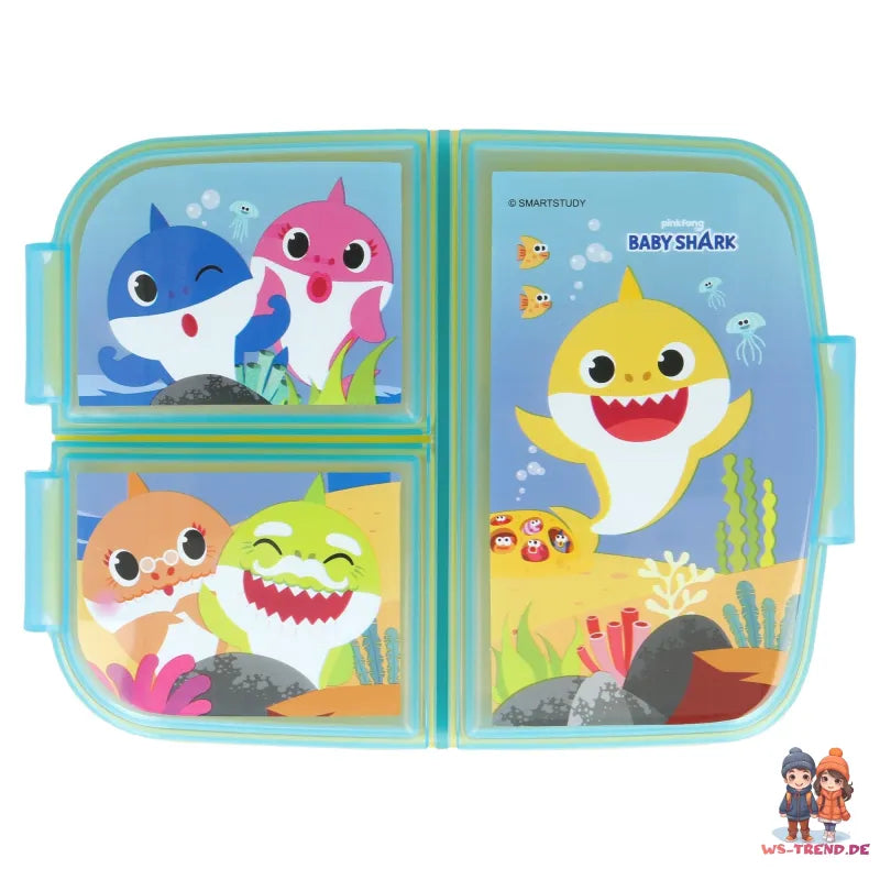Baby Shark Haie 3 tlg. Set Brotdose mit Kammern Becher und Tasse BPA-frei - WS-Trend.de