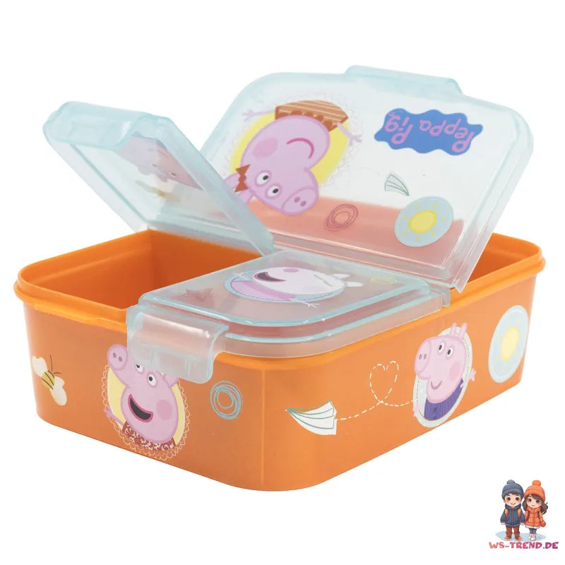 Peppa Wutz Pig 2 teiliges Kinder Set 3 Kammern BrotdoseTrinkflasche 370 ml - WS-Trend.de