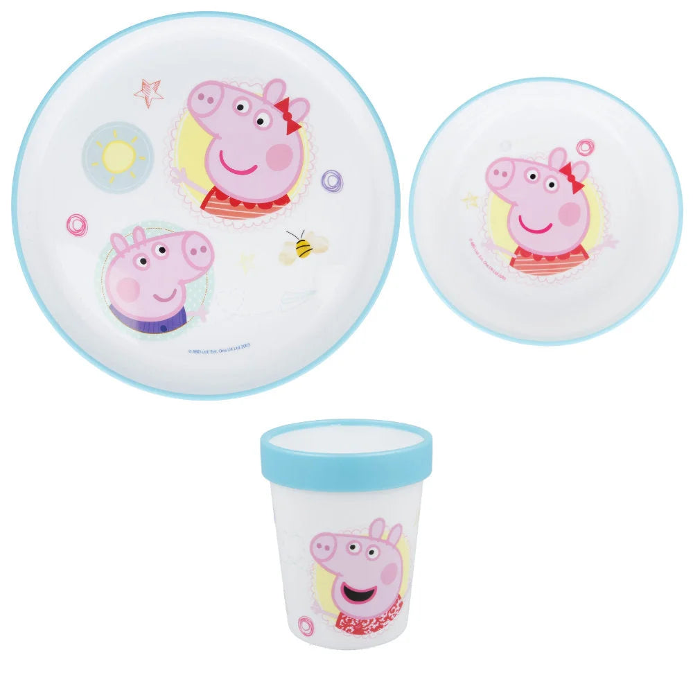 Peppa Wutz Pig George Kinder Geschirr-Set 3 teilig Becher Teller Schüssel - WS-Trend.de