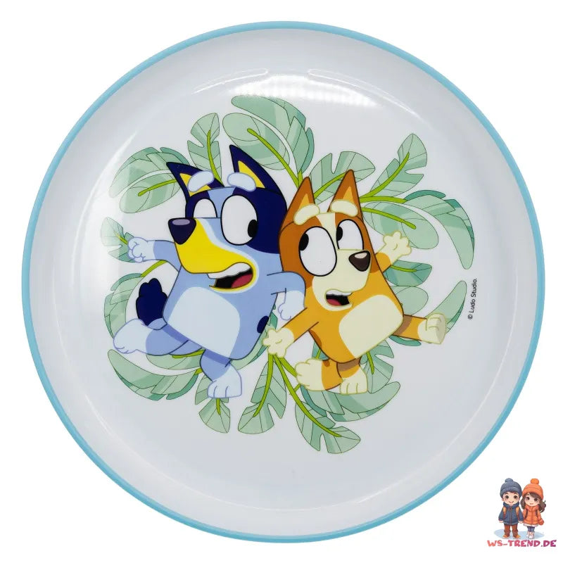 Bluey und Bingo Kinder Geschirr-Set 3 teilig Becher Teller Schüssel antirutsch - WS-Trend.de