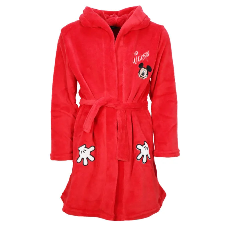 Disney Mickey Maus Kinder Jungen Coral Fleece Bademantel mit Kapuze - WS-Trend.de Gr. 98 - 128
