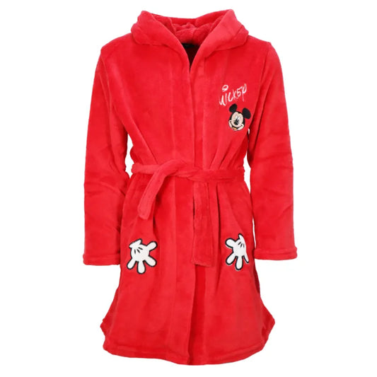 Disney Mickey Maus Kinder Jungen Coral Fleece Bademantel mit Kapuze - WS-Trend.de Gr. 98 - 128