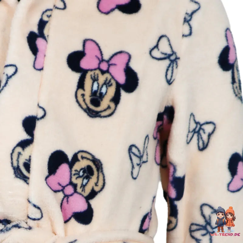 Disney Minnie Maus Kinder Mädchen Fleece Bademantel mit Kapuze - WS-Trend.de Gr. 98 - 128