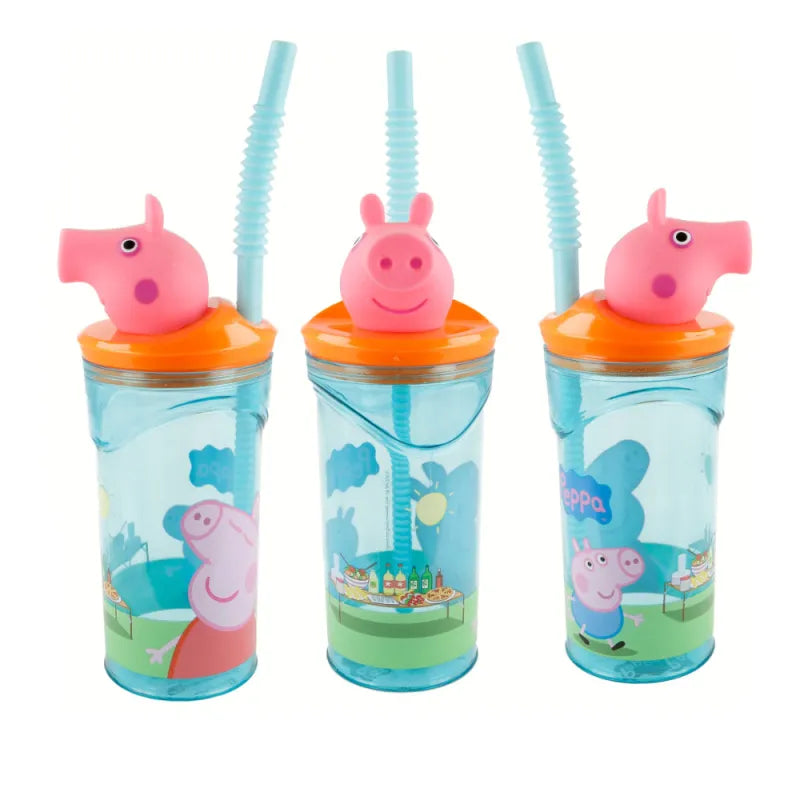 Peppa Pig Wutz 3D Deckel Kinder Trinkbecher Becher integriertem Halm 360ml WS Trend.de