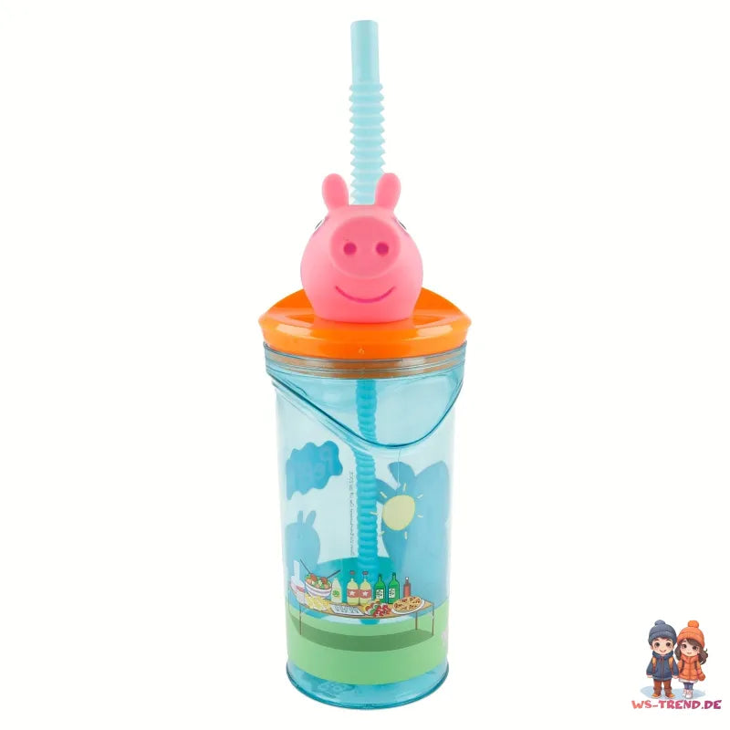 Peppa Pig Wutz 3D Deckel Kinder Trinkbecher Becher integriertem Halm 360ml WS Trend.de