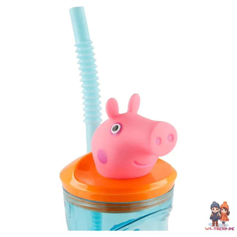 Peppa Pig Wutz 3D Deckel Kinder Trinkbecher Becher integriertem Halm 360ml WS Trend.de